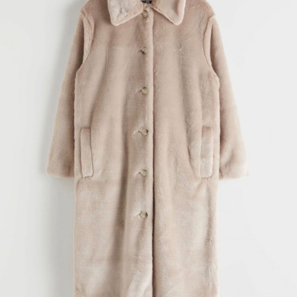 & Other Stories  Faux fur long coat US4